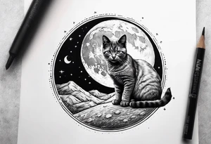 The little cat walking in the moon tattoo idea