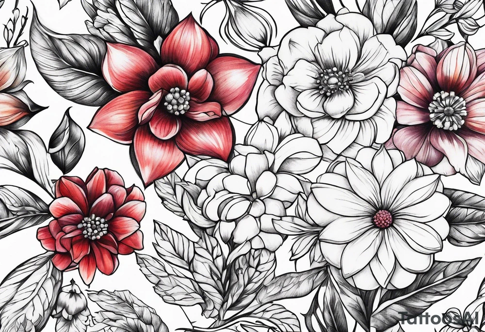 ornaments of flowers tattoo idea