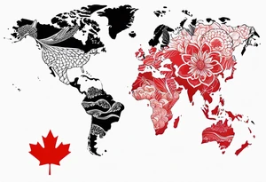 Australia and Canada long distance relationship tattoo idea