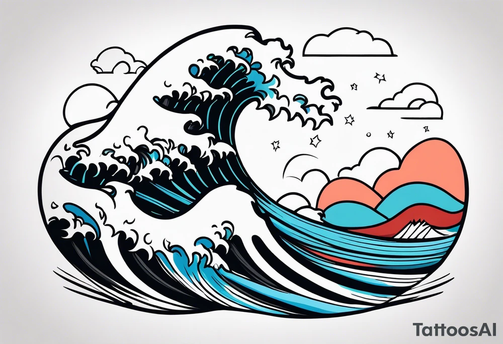 american traditional waves tattoo idea