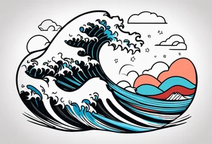 american traditional waves tattoo idea