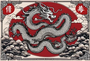 I want to the 12 Chinese zodiac animals in such a way that they give out the shape of the dragon.
It would start with a dragon and end with a snake. tattoo idea