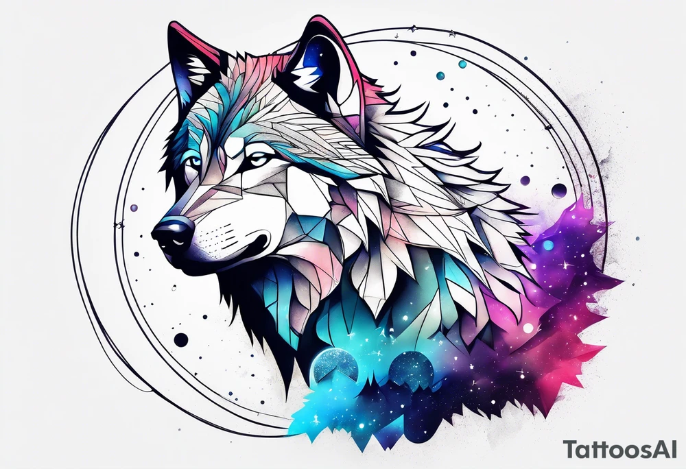 Constellation, animal wolf snow , géométric tattoo idea