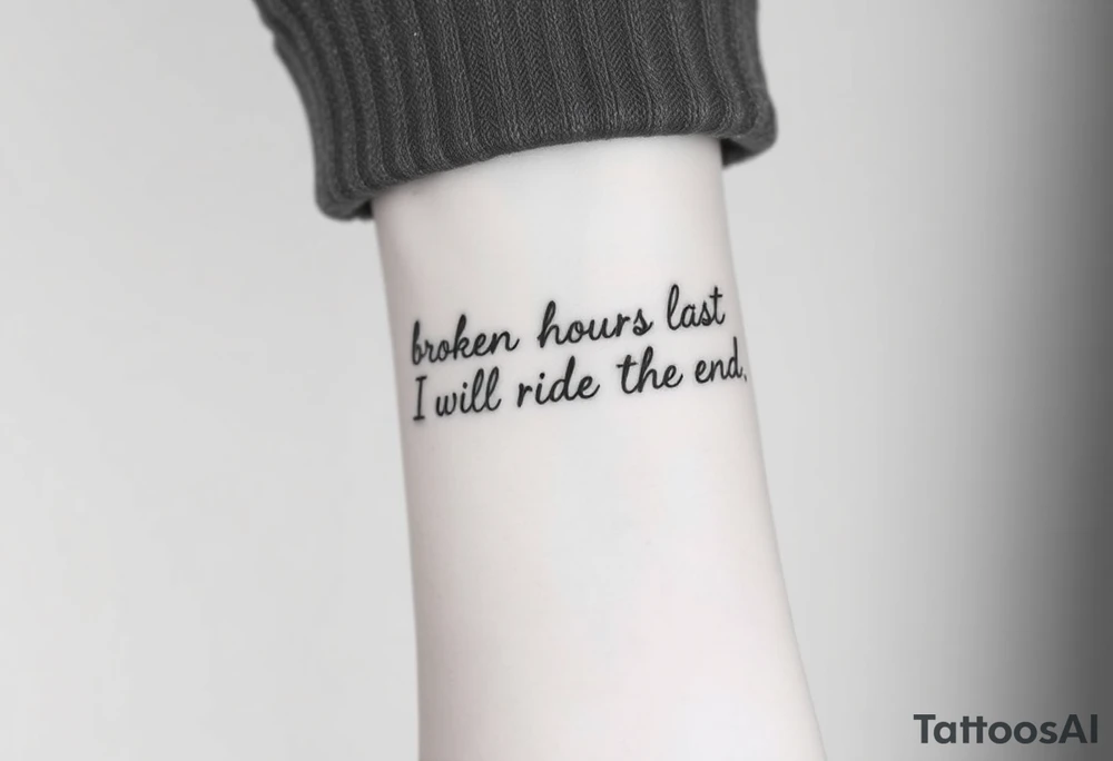 Broken hours last with the phrase, I will ride to the end tattoo idea