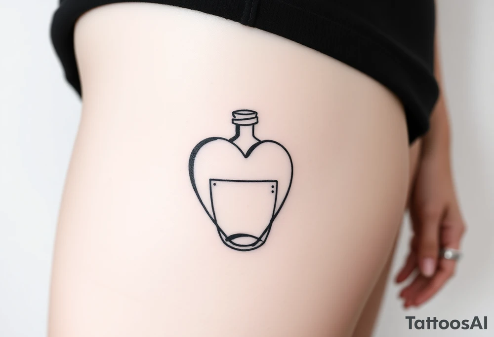 Heart shape bottle tattoo idea