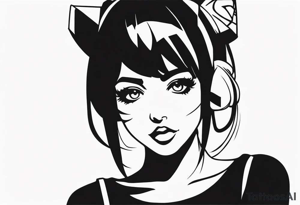 pop-art style anime girl tattoo idea