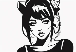 pop-art style anime girl tattoo idea