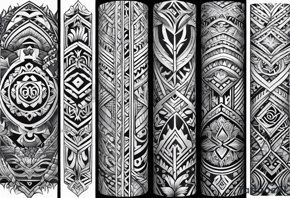 Full Polynesian tribal sleeve tattoo idea