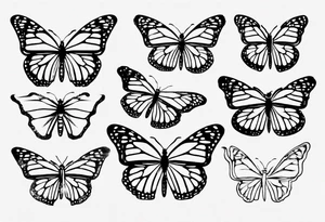 realistic monarch butterfly simple black outline landed on a twig but remove the twig tattoo idea