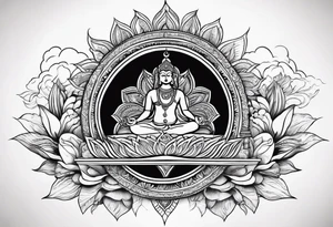 aum with sunrays and clouds tattoo idea