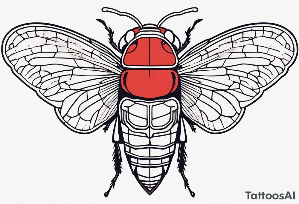 cicada on top of red background tattoo idea