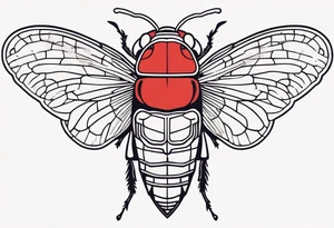 cicada on top of red background tattoo idea