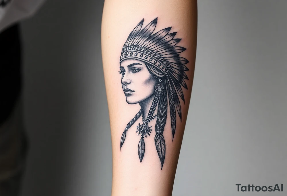 Beautiful Native American woman tattoo idea