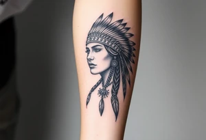 Beautiful Native American woman tattoo idea