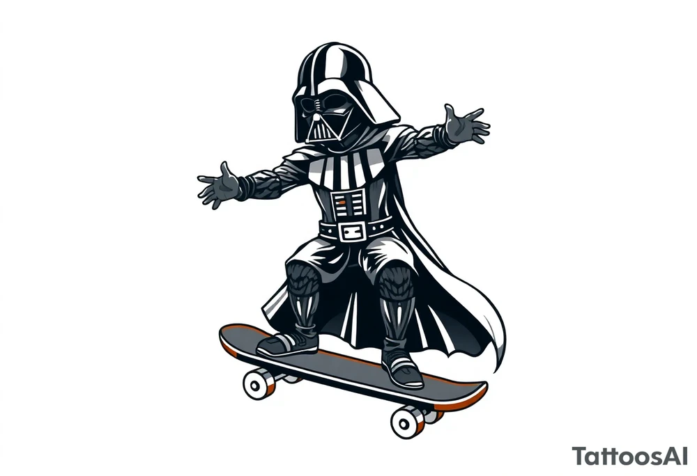 Skateboarding Darth Vader tattoo idea