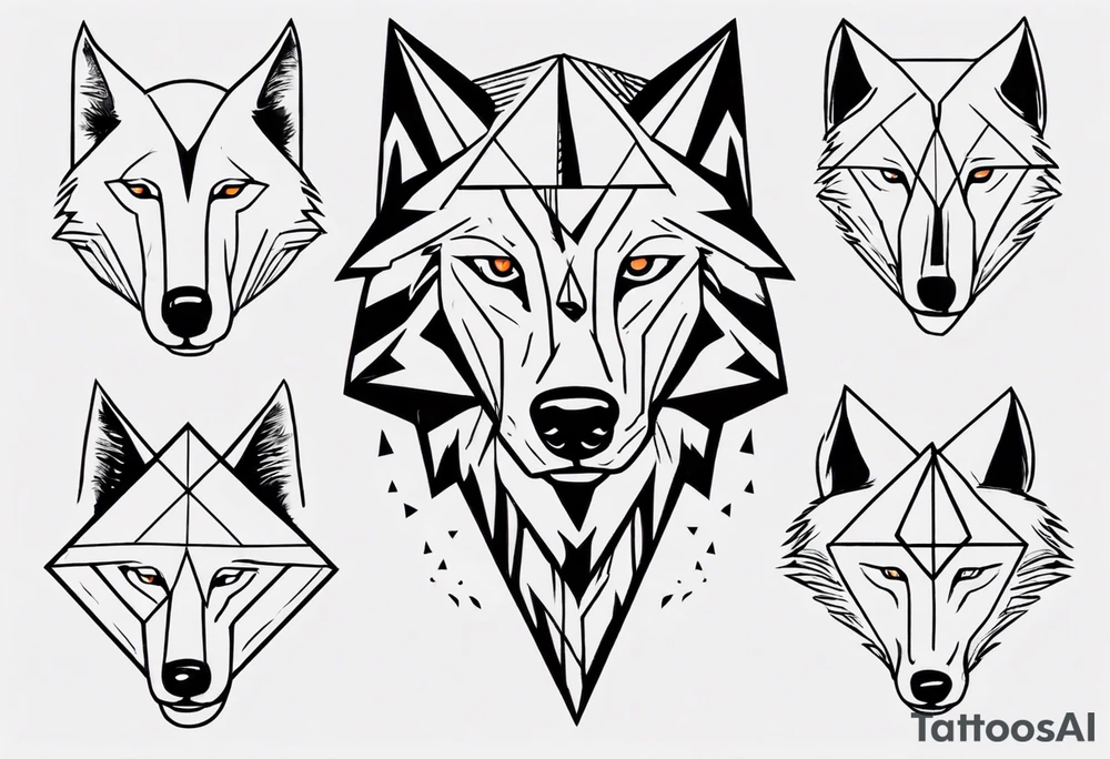 wolf head with a triangle on forehead tattoo idea
