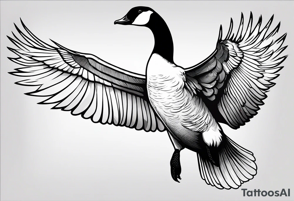 canadian goose shaking wings profile tattoo idea
