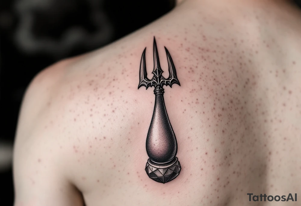 trident with large penis tattoo idea