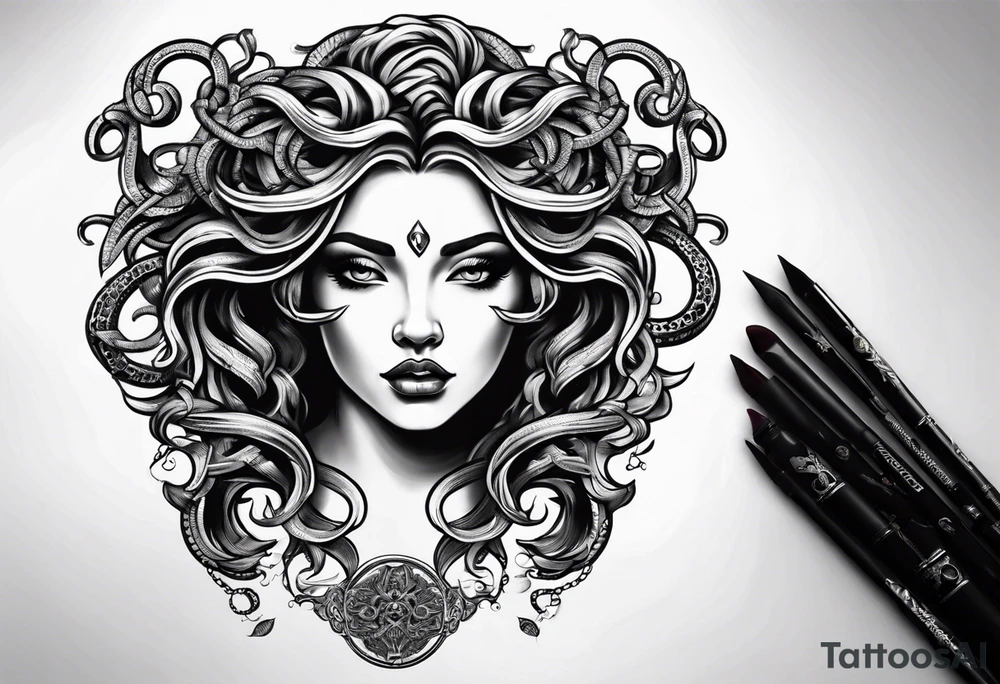 beautiful but mysterious medusa tattoo idea