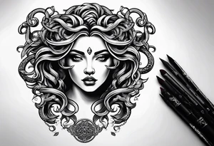 beautiful but mysterious medusa tattoo idea