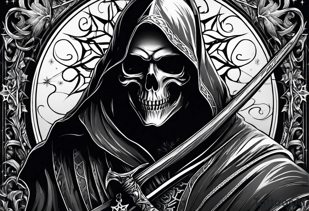 Grim reaper with snow flake tattoo idea