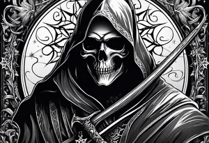 Grim reaper with snow flake tattoo idea