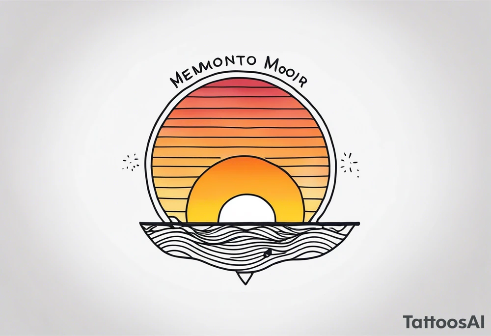 Simple line tattoo of a sunset with the inscription Memento mori
I want to put it on my knee
Without colours tattoo idea