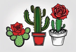 red rose, Mexican hat,  cactus, without skull tattoo idea