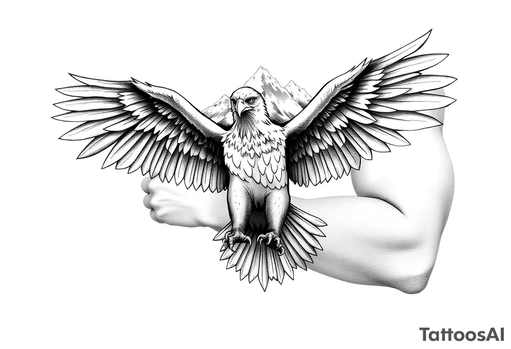 majestic eagle spreading wings against mountain peaks tattoo idea majestic eagle spreading wings against mountain peaks tattoo idea