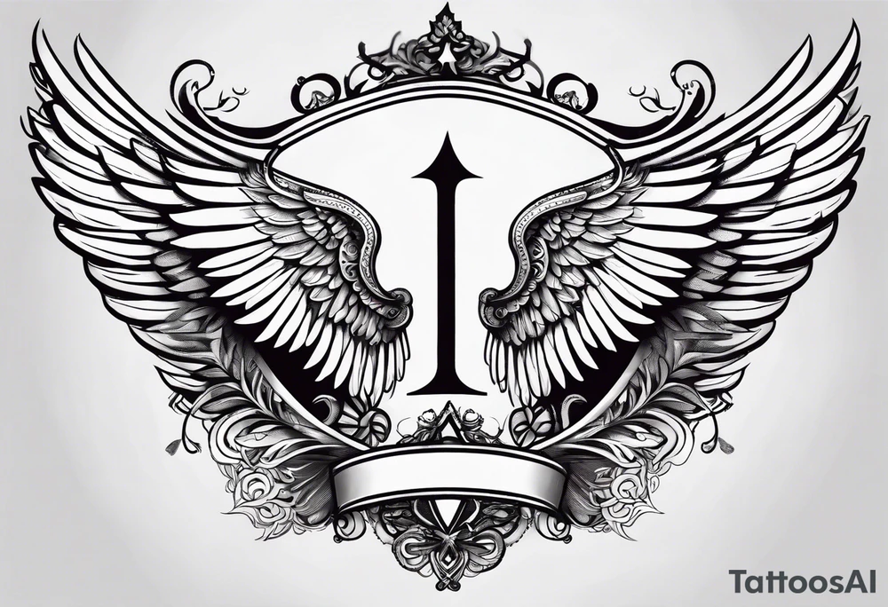 Angel Wings with the word Glenn in between tattoo idea Angel Wings with the word Glenn in between tattoo idea