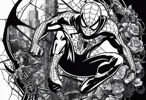 Spiderman in medic war battlefield gear full body tattoo idea