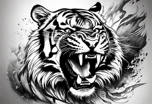 Realism, Fierce tiger roaring tattoo idea