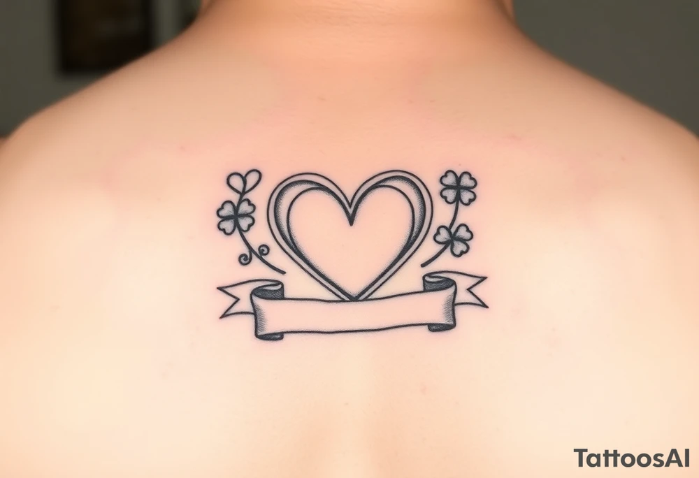 Cute Heart with Shamrocks and a banner tattoo idea