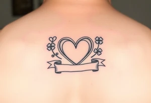 Cute Heart with Shamrocks and a banner tattoo idea