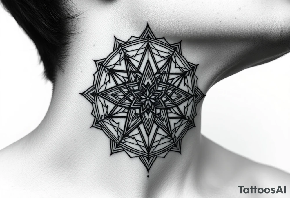 multiple layers of sacred geometry, covering the whole neck tattoo idea