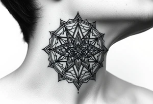 multiple layers of sacred geometry, covering the whole neck tattoo idea