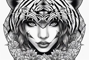 woman inside tiger mouth inner forearm tatoo tattoo idea
