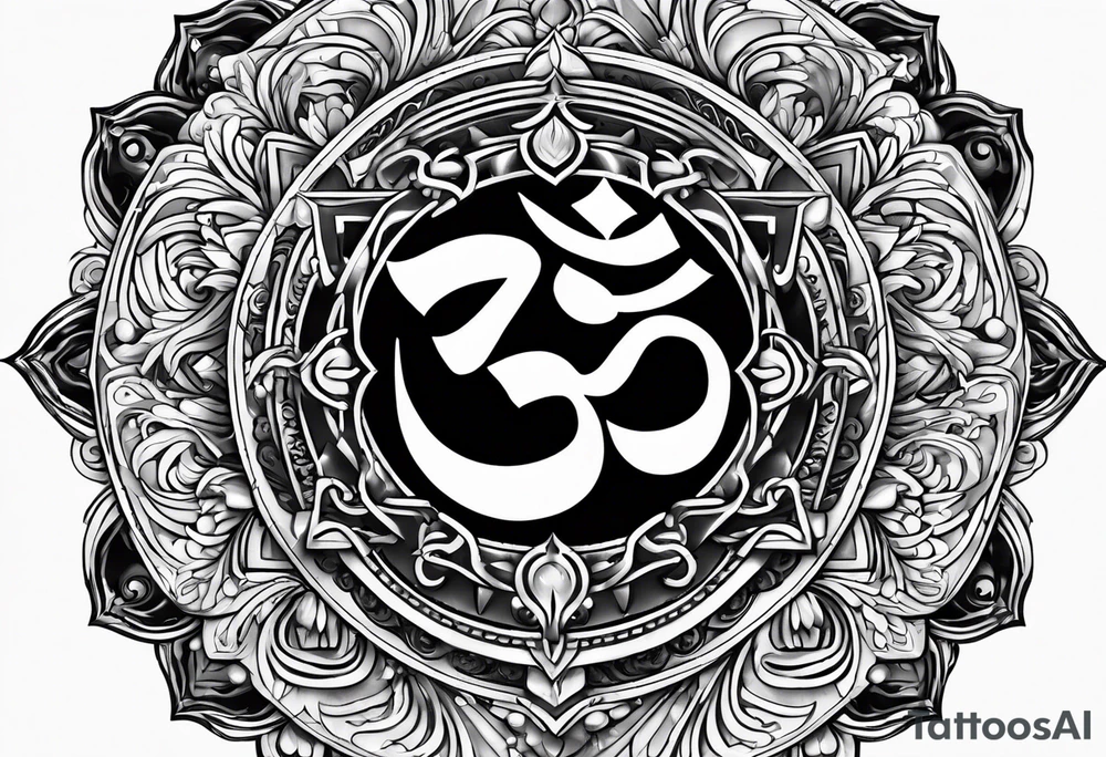 Powerful om symbol with the numbers 777 tattoo idea