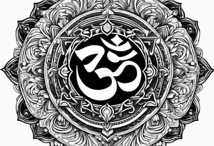 Powerful om symbol with the numbers 777 tattoo idea