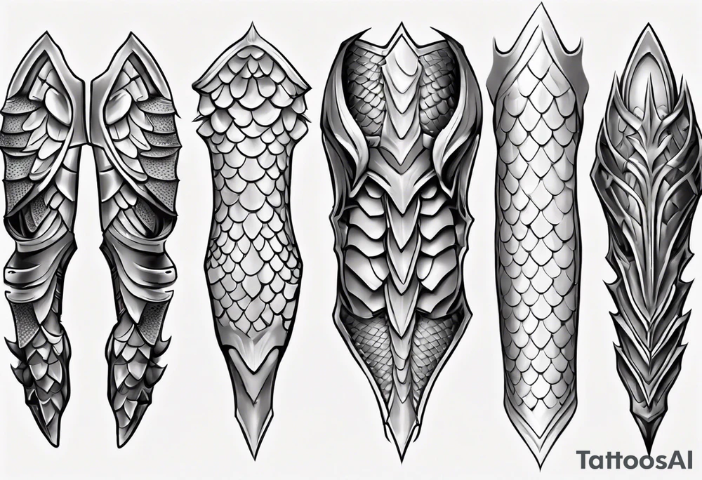 Dragonscale Leg armor symmetrical tattoo idea