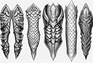 Dragonscale Leg armor symmetrical tattoo idea