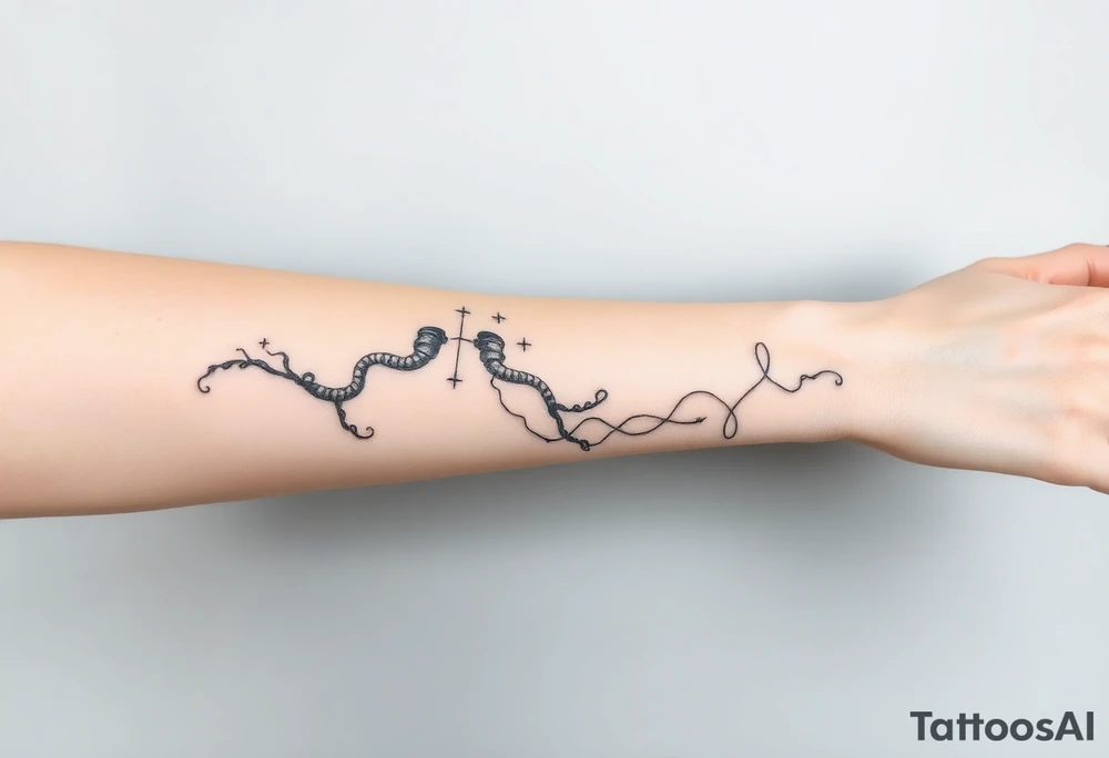 wide System of pipes that transitions and transforms at the end into thick, widespread 
veins of forearm tattoo idea