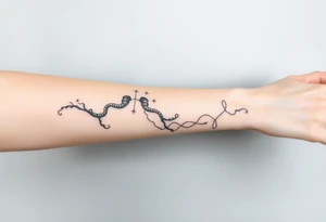 wide System of pipes that transitions and transforms at the end into thick, widespread 
veins of forearm tattoo idea
