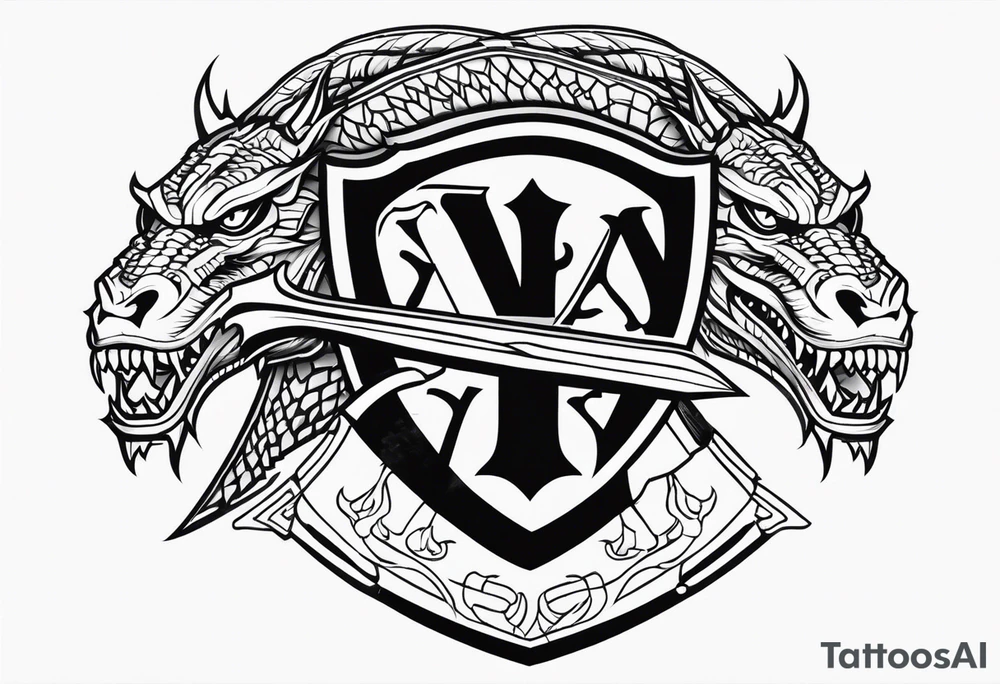Valhalla sword shield dragon axe tattoo idea