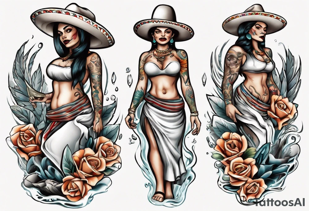 mexican
water-bearing woman and two little boys, tattoo idea
