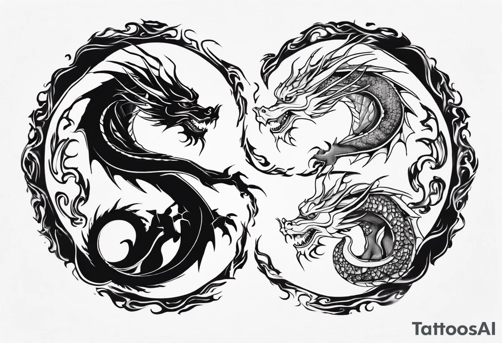 two dragons swirling to make a yin yang tattoo idea