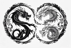 two dragons swirling to make a yin yang tattoo idea