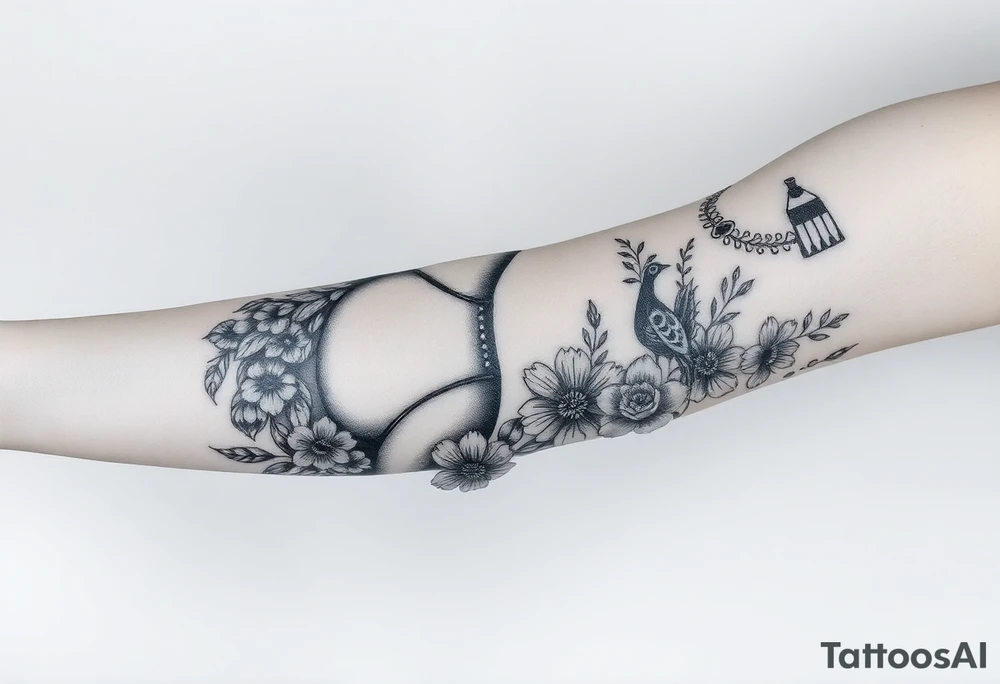 Storm, darkness, seven deadly sins, fat naked woman, peacock, flowers, razor blades, noose, couple having sex , cupcake ,cigerettes tattoo idea