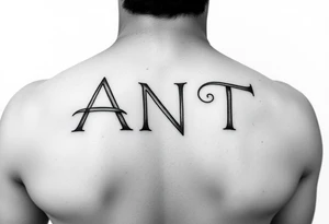 Fine line letters A,N & T connected together overlapping lines tattoo idea