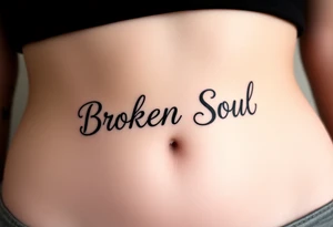Broken Soul, in fancy cursive writing, small thin lettering tattoo idea